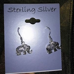 Sterling silver elephant drop earrings